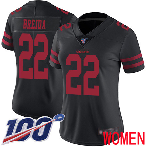 San Francisco 49ers Limited Black Women Matt Breida Alternate NFL Jersey 22 100th Season Vapor Untouchable
